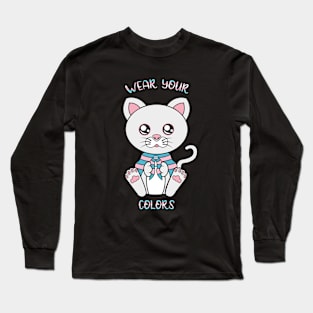 Transexual flag, cute cat lgbt Long Sleeve T-Shirt